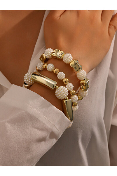 Take Two By Styli Set of 3 - Textured Beaded Bracelets