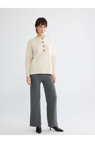 LC Waikiki Lcw Vision Anthracite Women's Knitwear Pants with Elastic Waist