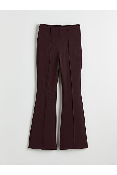 LC Waikiki Burgundy Slim Fit Women's Flared Trousers