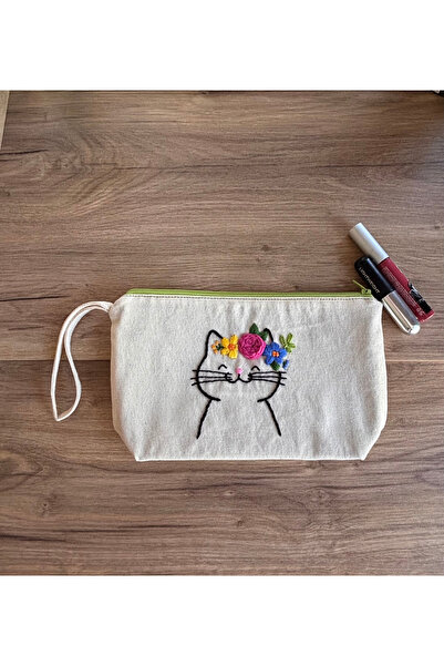 Handream Flower and Cat Hand Embroidery Makeup/Multi-Purpose/Gift Wallet