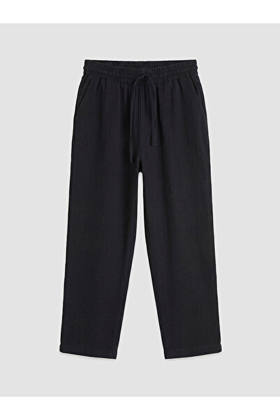 LC Waikiki Дамски панталони от муслин с текстура на нарязан черен морков