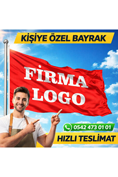ÇELİKONLİNE Kişiye Özel Bayrak Birinci Kalite Kumaş (50x75cm)