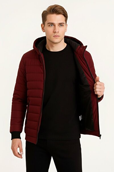 İNDİRİM MODAM Erkek Kapüşonlu Mont Ceket Su İtici Kumaş Kapitone Astarlı