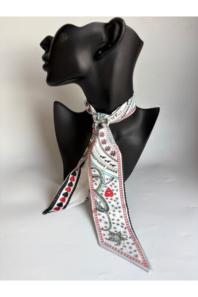 BHR AKSESUAR وشاح رفيع منقوش، شريط (6×85 سم)