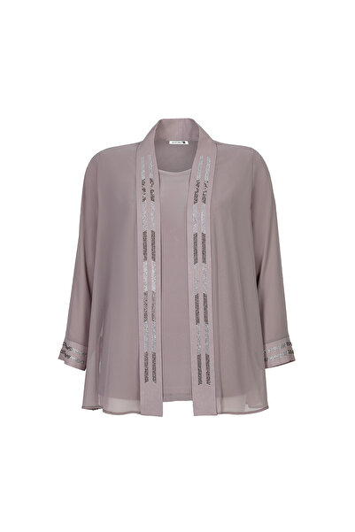 MİYORO Plus Size Women's Suit with Folded Collar