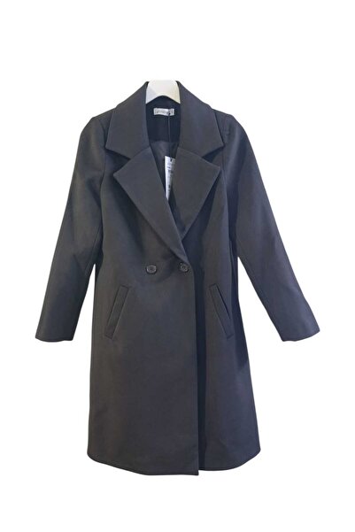 Puane Women's Double-Breasted Collar Button Detailed Cashmere Coat 15194