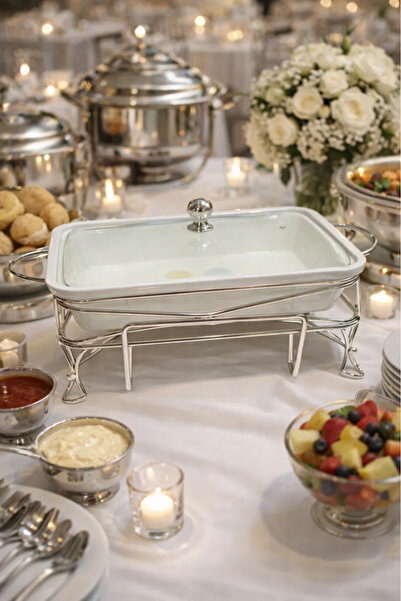 Urbanza 2 Liter Rectangular Chafing Dish with Lid & Stand – Buffet Serving Set