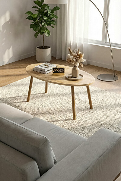 PDMPOİNT DOLAP MARKET Flora Elips Orta Sehpa - Safir Meşe