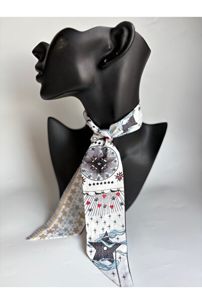 BHR AKSESUAR وشاح رفيع منقوش، شريط (6×85 سم)