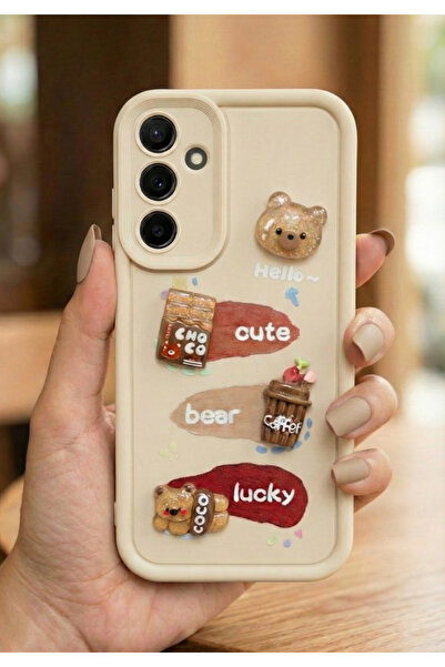 Rivor غطاء متوافق مع هاتف سامسونج جالاكسي S25 FE مع حماية للكاميرا ونقش دب وق...