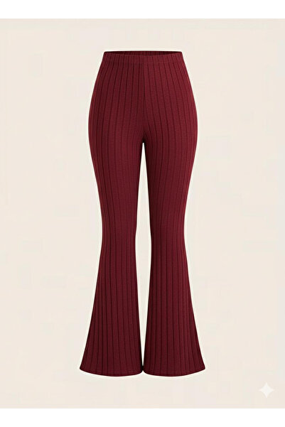 Marin Star Claret Red Corded Fabric High Waist Flared Women's Trousers, Stret...