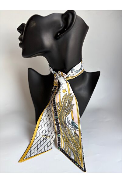 BHR AKSESUAR وشاح رفيع منقوش، شريط (6×85 سم)