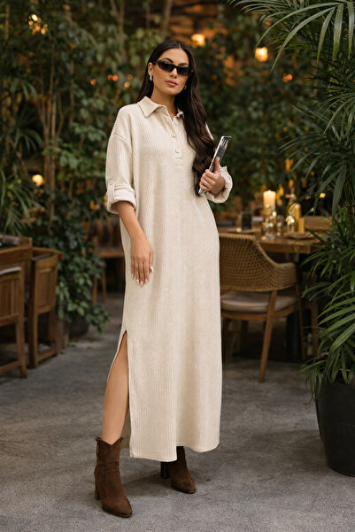 Que Uzun yırtmaçlı elbise