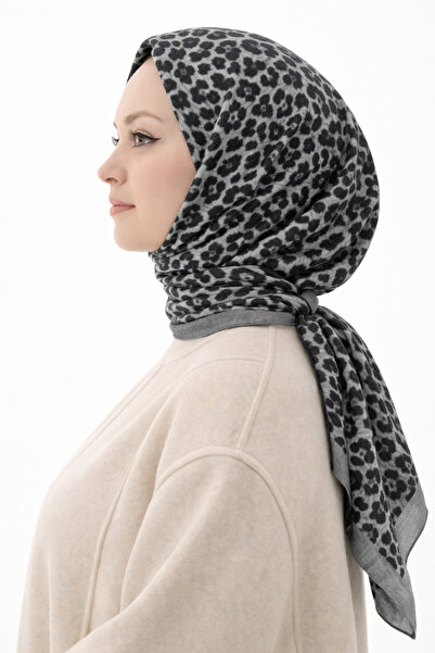 VALURESS Gri Pamuklu Dijital Bambu Kraş Eşarp, Yumuşak Dokulu, Terletmeyen, L...