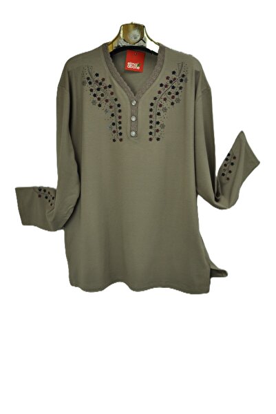 elma abone Newseason Plus Size Women's Clover Combed Cotton Blouse