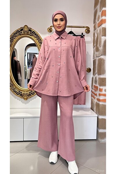 EB SCARF Stone Detailed (Fastened) Buttoned Double Suit