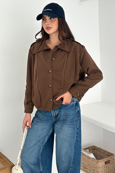 Noa&Noa Women's Pleated Detailed Buttoned Jacket – Structure Mood