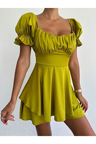 hillone Σατέν Ολόσωμη Φόρμα με Σορτς Πράσινο