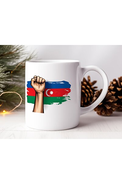 Beramussa كوب بتصميم مصور يحمل علم أذربيجان - هدية للصداقة والوطنية