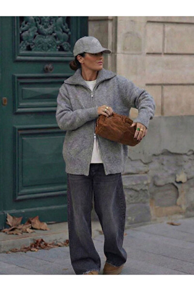 Chamur National Women's oversized knitted cardigan with zipper