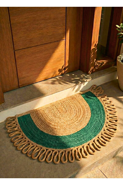 sfb سجادة من الجوت على شكل نصف قمر من لونا لوب، مصنوعة يدويًا، مناسبة لباب ال...