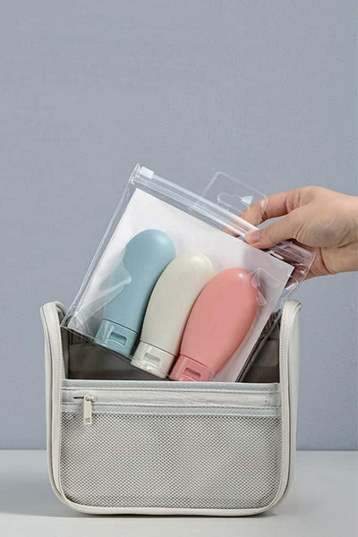 Privo مجموعة من 3 عبوات شامبو كريمي قابلة لإعادة التعبئة من نوع السفر، جل است...