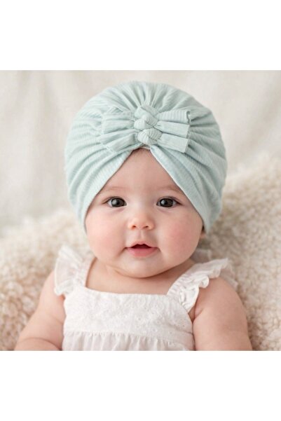 Pure Boutique Caciulita bleu tip turban cu trei fundite