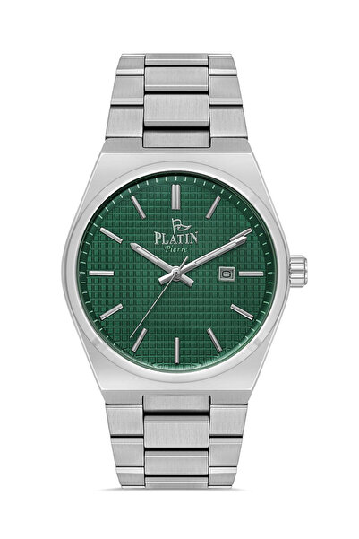 Platin Pierre Pl-1260Ga-A10 Men's Steel Band Calendar Wristwatch