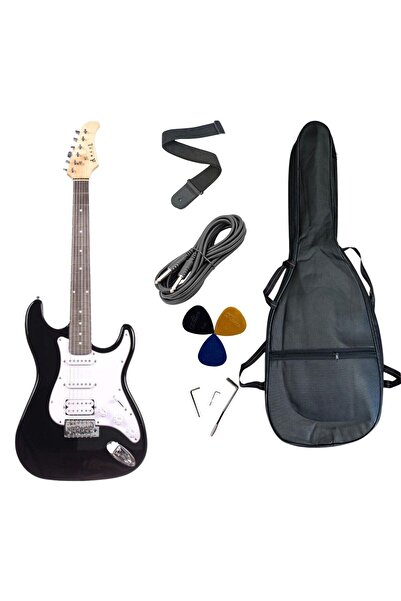 Sazhane Strat Kasa Hss Manyetik AEG100 Siyah Elektro Gitar(Kılıf-pena-kablo D...