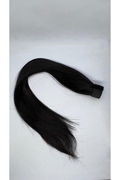 Trendpostiş Siyah Düz At Kuyruğu Cıtçıtlı Saç Postiş 60 Cm Isıya Dayanıklı