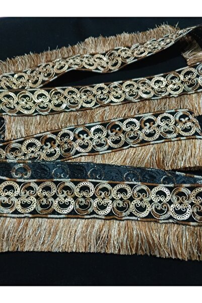 ULUPAMİR Altın Parlak Desenli Püsküllü Kına Elbise Aksesuarı