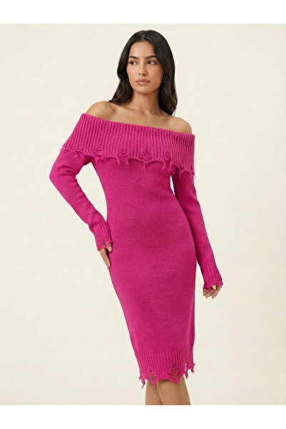 İnci Zehra Women's Madonna Collar Knitwear Dress