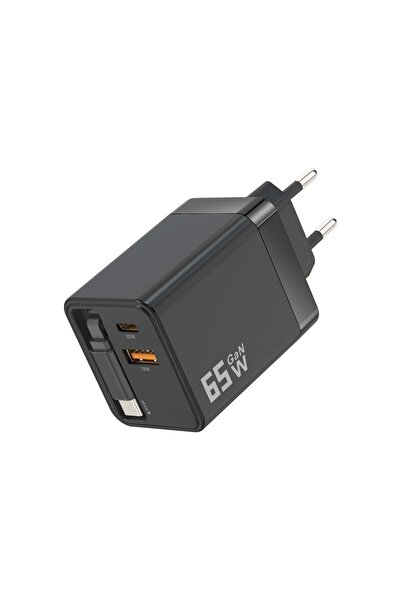 Zoli 65W HIZLI ŞARJ CİHAZI MAKARALI ÇEK BIRAK SİSTEMLİ DAHİLİ TYPE-C KABLOLU ...
