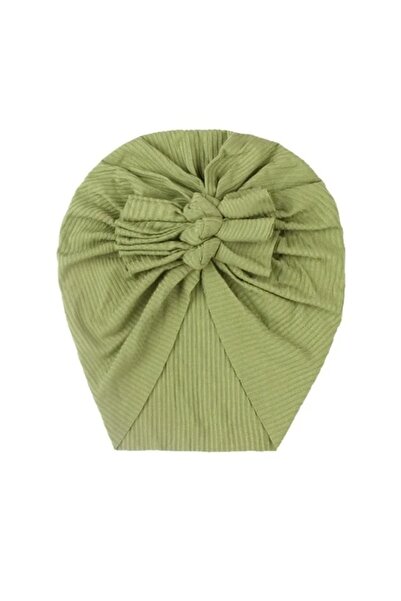 Superbaby Caciulita verde tip turban cu trei fundite