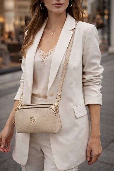 VELVET RUSH Soft Deri Fermuarlı Omuz&Çapraz Siyah Çanta