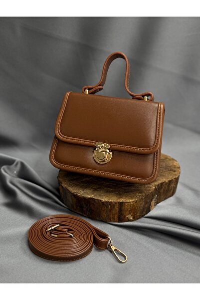 BENAHOLL Women's Bag Velza Lock Buckle Detailed Stylish Bag Mini Bag-Ta0040 Tan