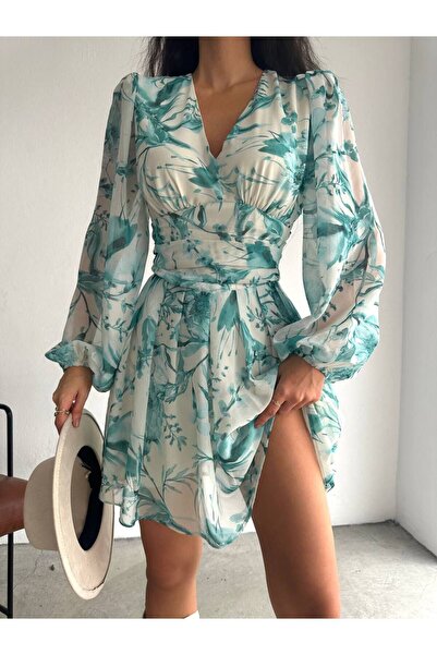 hillone Rochie mini din șifon cu decolteu în V