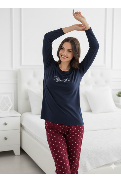 Yumuşak Dokulu Rahat Desenli Renkli Soft Milan kumaş Pijama Takımı