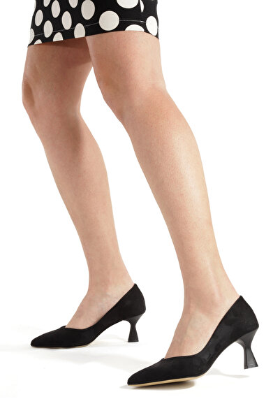 MİNNACE ΣΤΙΛΕΤΟ Μαύρο Σουέντ 5 εκ. Τακούνι Κελάρι με V-σχήμα άνοιγμα στα δάχτ...