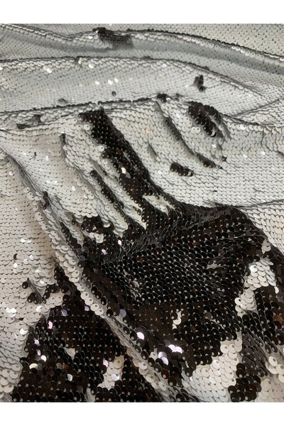 Yiğit Kumaş Μαύρο και άσπρο ύφασμα με παγιέτες διπλής όψης