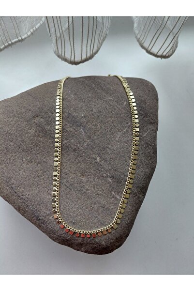 lavante butik kendini özel hisset Gold Zincir Daire ve Kare Pullu Zincir Çeli...