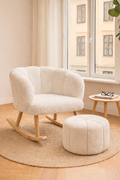 arge demo Reyna Sallanan Ahşap Ayaklı Wellsoft Kumaş Berjer Koltuk - PUF HEDİ...