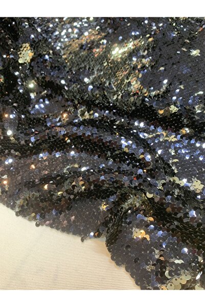 Yiğit Kumaş Navy Blue Gold Double Sided Sequin Fabric