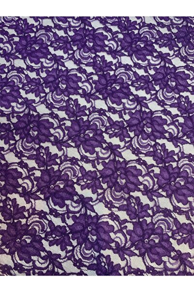 Yiğit Kumaş Dark Purple Cord Lace Fabric – Floral Pattern