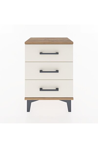 HUK Arden Komodin 3 Çekmeceli Çam-Aytaşı 44x30x64 cm