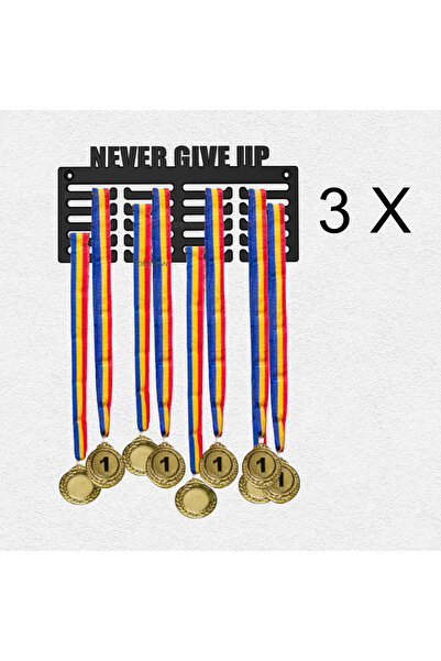 OEM Set of 3 medal holders, 25x11cm, plastic, black