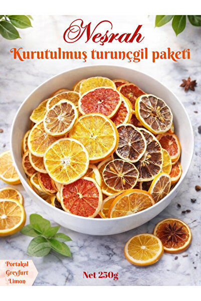 NEŞRAH Kurutulmuş Turunçgil Paketi 250 Gram Portakal, Greyfurt, Limon