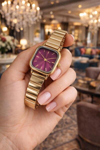 LOOQ Steel Band Square Dial Vintage Women Wristwatch