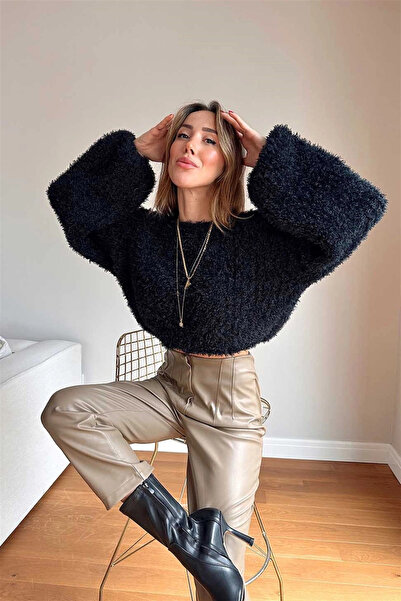 Lux Home Istanbul Balloon Sleeve Knitted Crop Sweater
