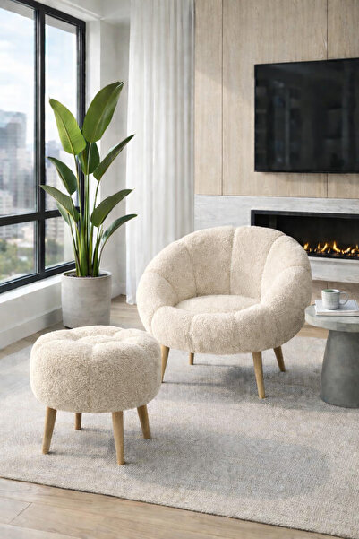 arge demo Daisy Tekli Koltuk Berjer Wellsoft Bej Krem (SALON,BALKON) PAPATYA ...